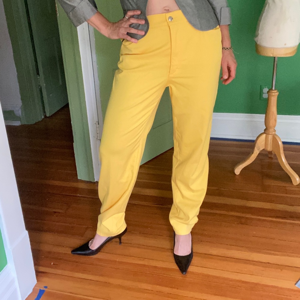 Vintage 90s Eacada Margaretha Ley Yellow High-Waist cotton Trousers pants
